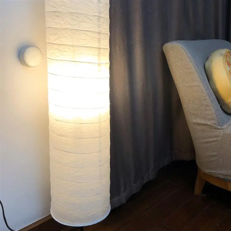 Column Rice Paper Floor Lampshade Floor Lamp Cylinder Shade Nordic Style Floor Lamp Light Cover Decor For Home Hotel Bedroom