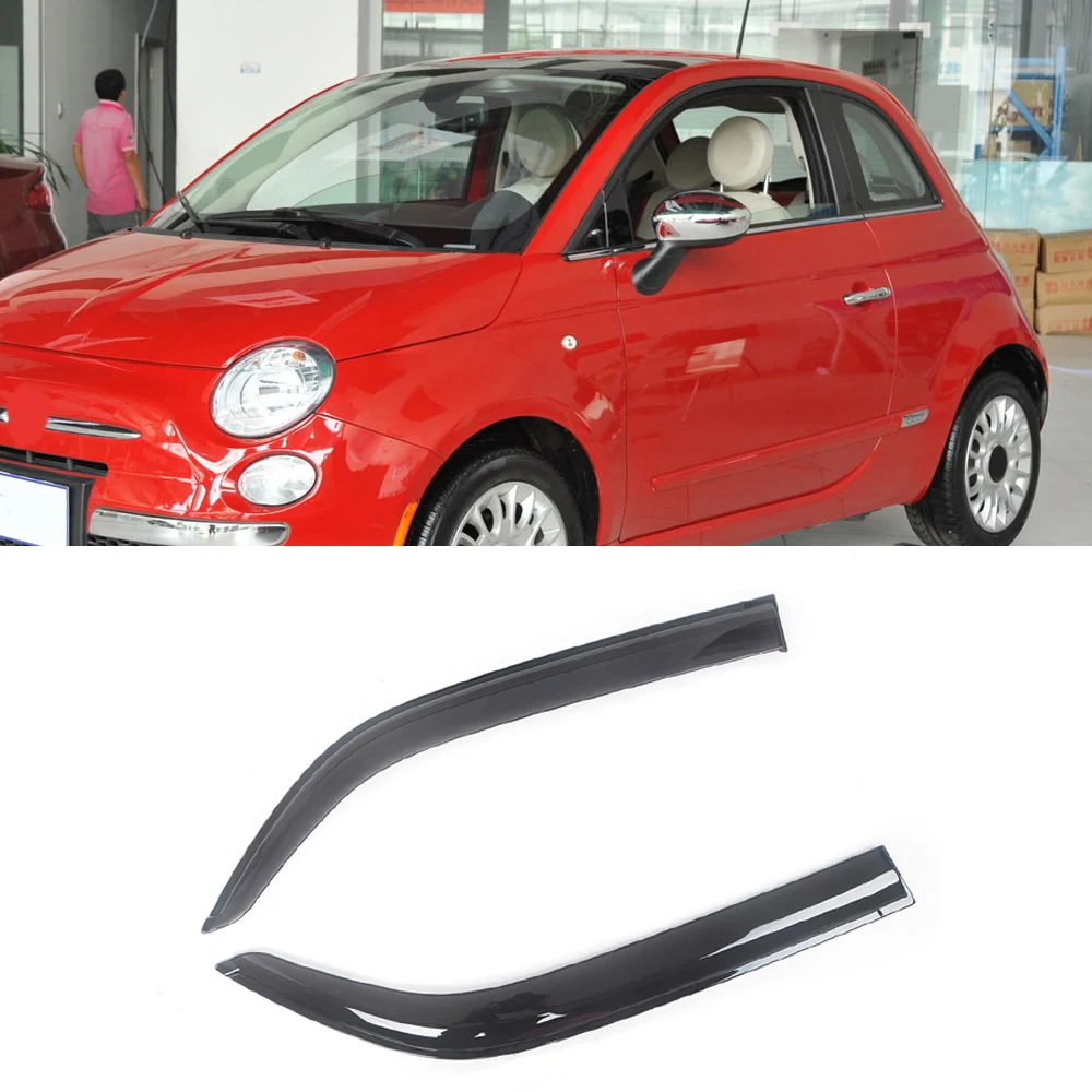 For FIAT 500 2011-2016 Car Side Window Visor Sun Rain Guard Shade Shield Shelter Protector Cover Trim Frame Sticker Accessories