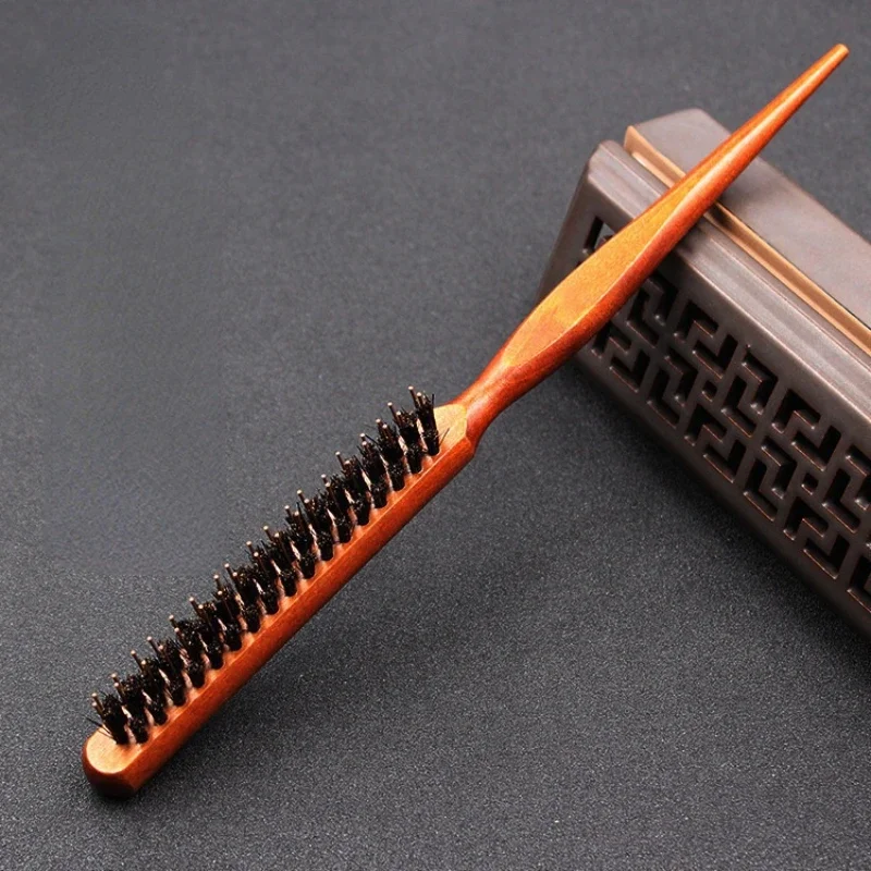 

New Boar Bristle Wood Slim Line Comb Salon Teasing Back Hair Brushes Hairbrush Extension Hairdressing Styling Tools DIY