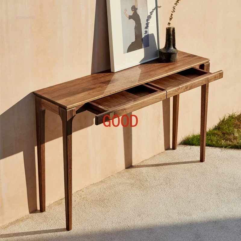 Nordic Solid Wood Console Table for Temple Extremely Narrow Tables with Drawers Light Luxury Simple Console Tables for Hallway