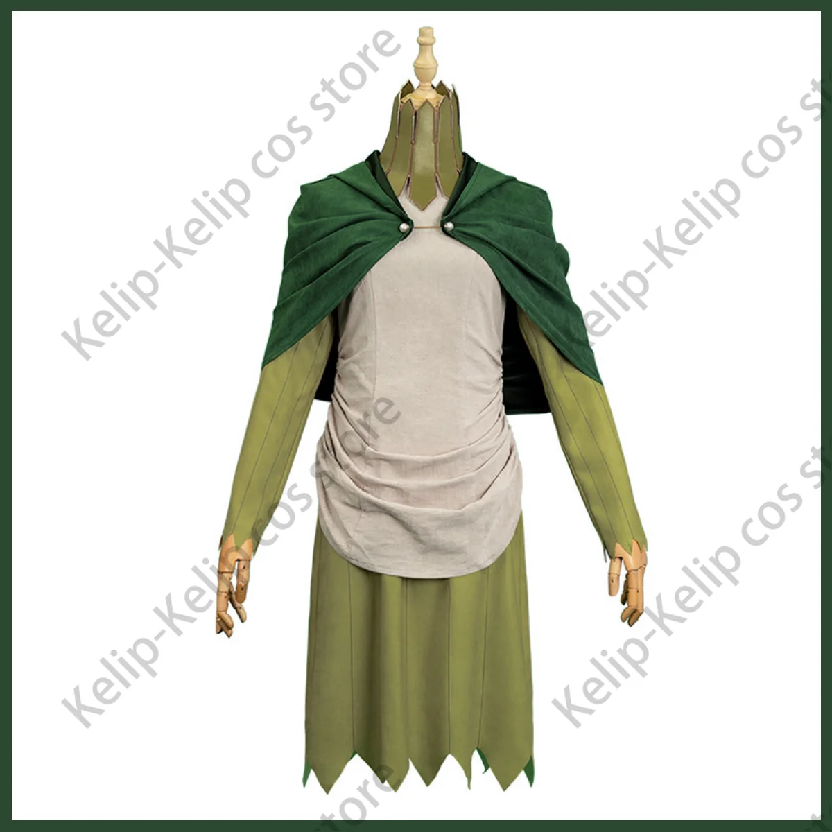 Anime Delicious in Dungeon Mithrun of The House of Kerensil Cosplay Costume Wig Green Dress Cloak Adult Woman Christmas Suit