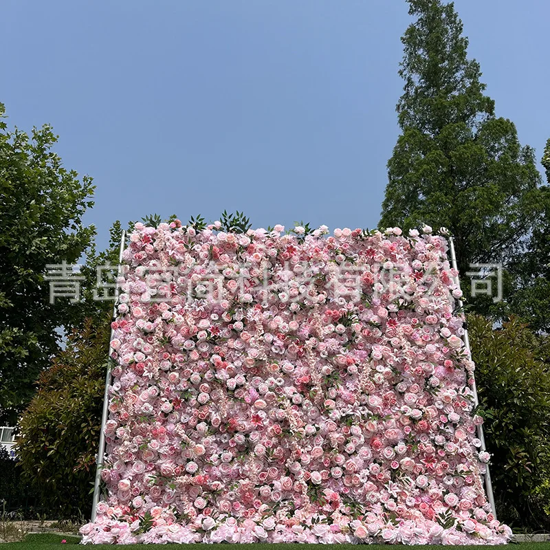 Customized Light Pink Hydrangea Rose Hanging Vine Wall Background Wall Gradual Change Color High Density High Level Wedding
