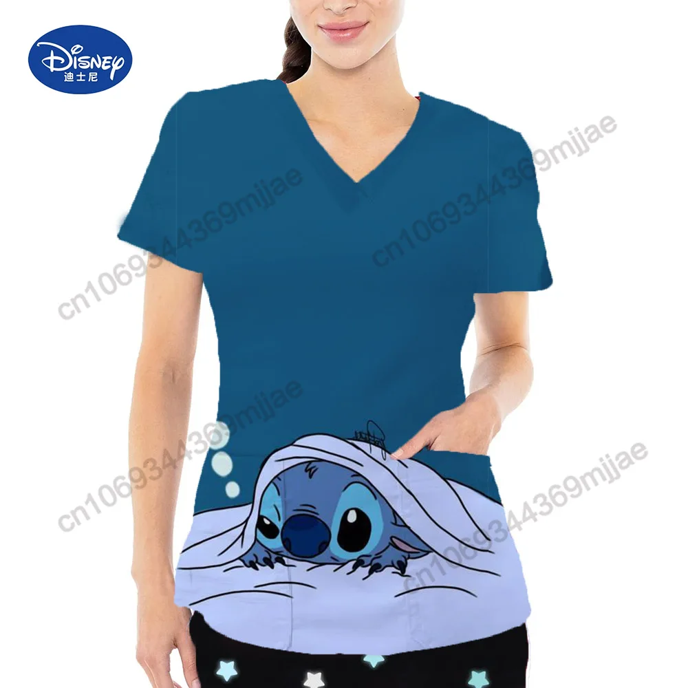 Uniforme de enfermeira Disney feminino, camiseta gráfica feminina, tops de bolso, roupas de verão, Y2K, Kpop, Yk2, 2023