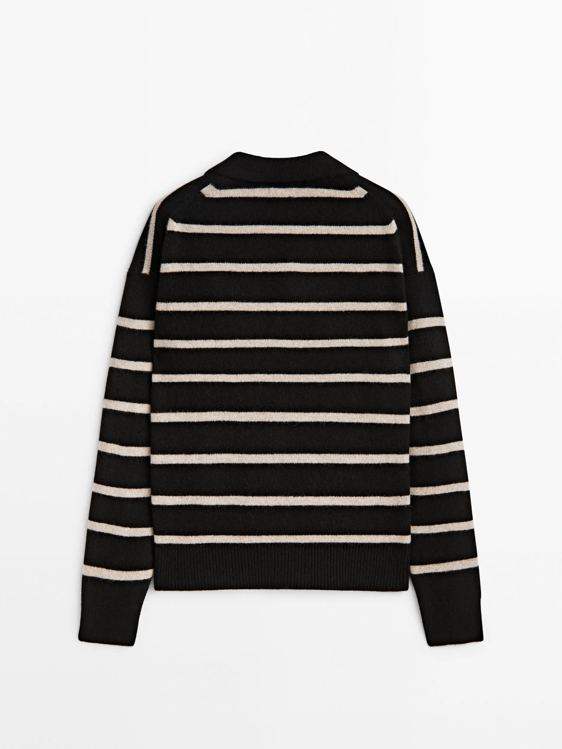 Ethereal MD 2023 autumn new style of Women\'s casual lazy soft waxy wool blend striped Polo neck sweater