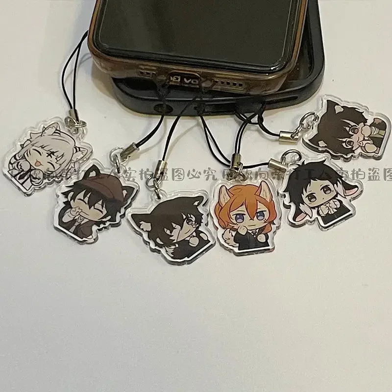 Bungo streunende Hunde q Version Anime Telefon Lanyard Dazai Osamu Nakahara Chuuya Acryl Anhänger Ornament Riemen niedlichen Cartoon hängen