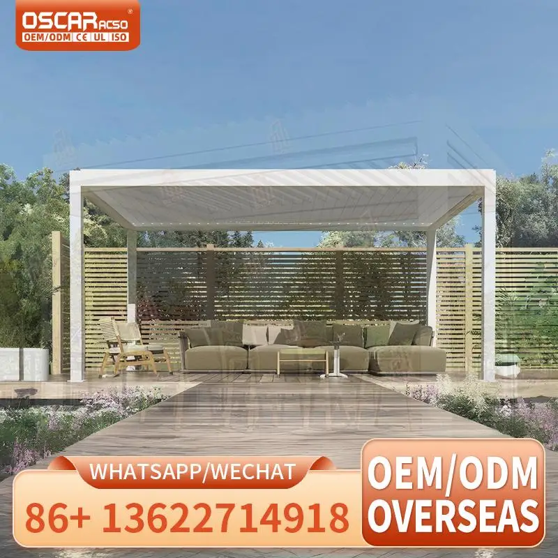 هيكل ظل ألومنيوم أوتوماتيكي 8 × 8 لعريشة المأوى الخارجية في الفناء الخلفي للحديقة #3