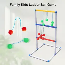 Ladder Ball Game Family Fun Outdoor Game Set with Ladder Toss Rubber Golf Balls Easy Assembly Yard Toy for Kids Adults