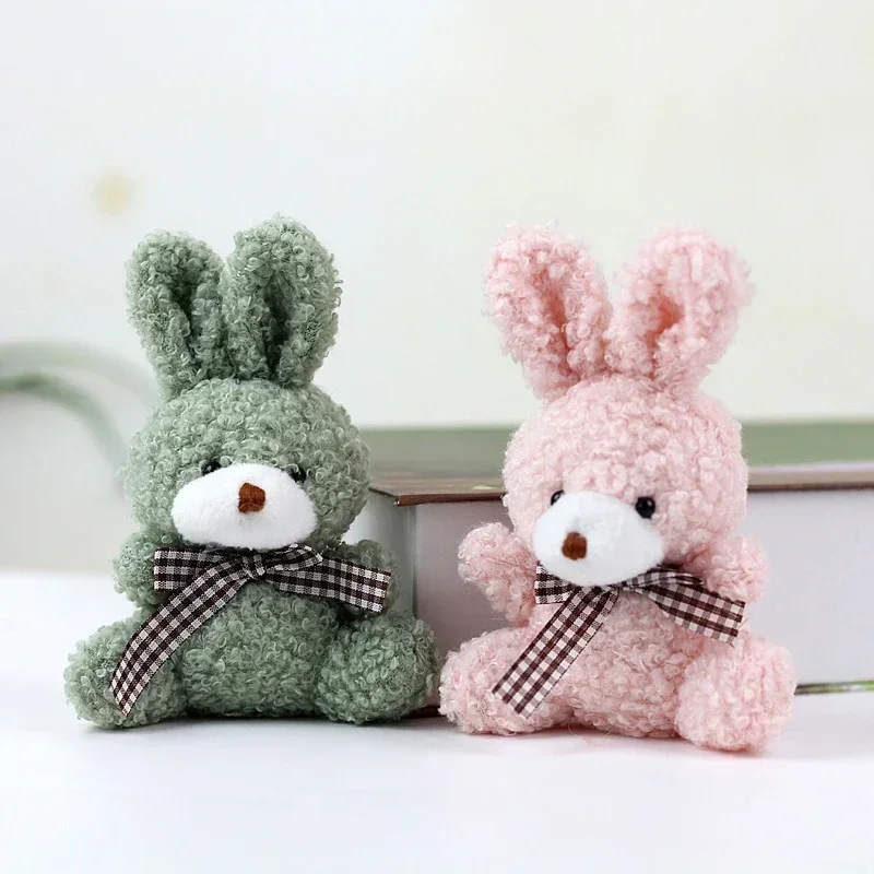 12CM Cute Rabbit Bow Plush Stuffed Doll Soft Bunny Plush Toys Pendant  Kawaii Bag Keychain Key Ring Home Decor Kids Girls Gifts