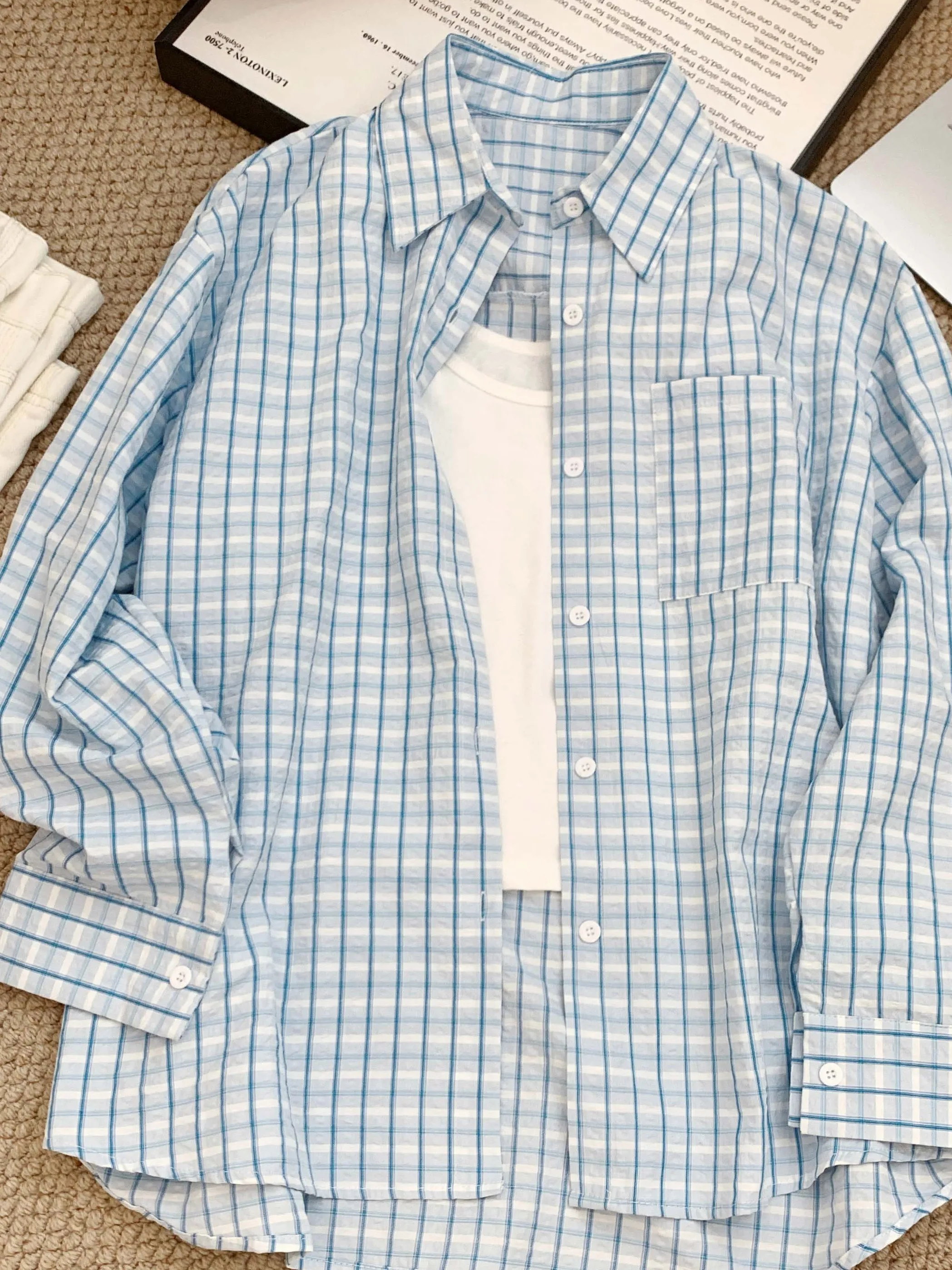 

Весна 2026: Модный женский вязаный кардиган средней длины синего цвета в клетку, свободного кроя, с длинными рукавами, повседневный, приталенный, топ-кардиган.