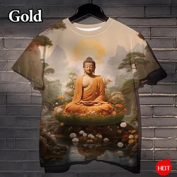 Harajuku 3D Print Buddha Sakyamuni Buddhist T Shirt Ancient India Spiritual Totem Kid Streetwear T-shirts Fashion Mens Clothing