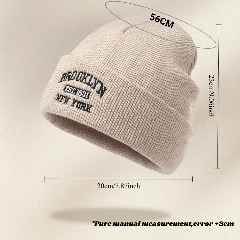 1pc Winter Warm Double Layer Knitted Beanie Hat,outdoor Windproof Unisex Plain Color Skull Caps,Suitable for Holiday,daily Wear view 4