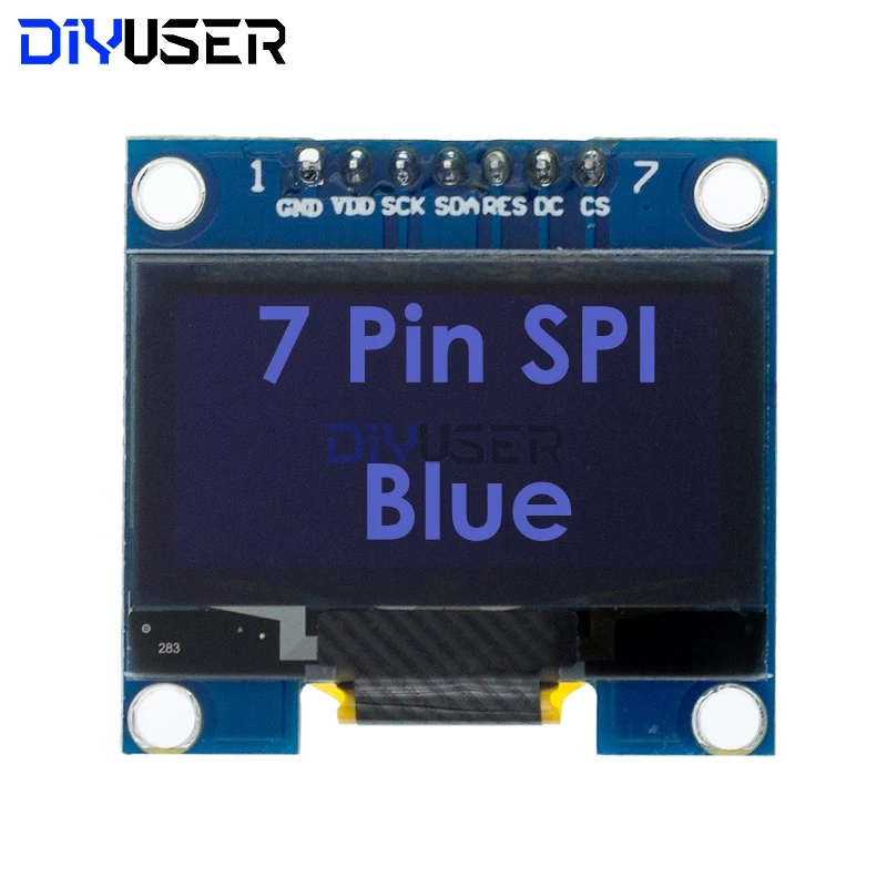 DIYUSER  1.3 inch OLED RoHS Module 2.54mm Connecting Terminals SPI/IIC I2C Communicate White/Blue Color 128X64 1.3" OLED