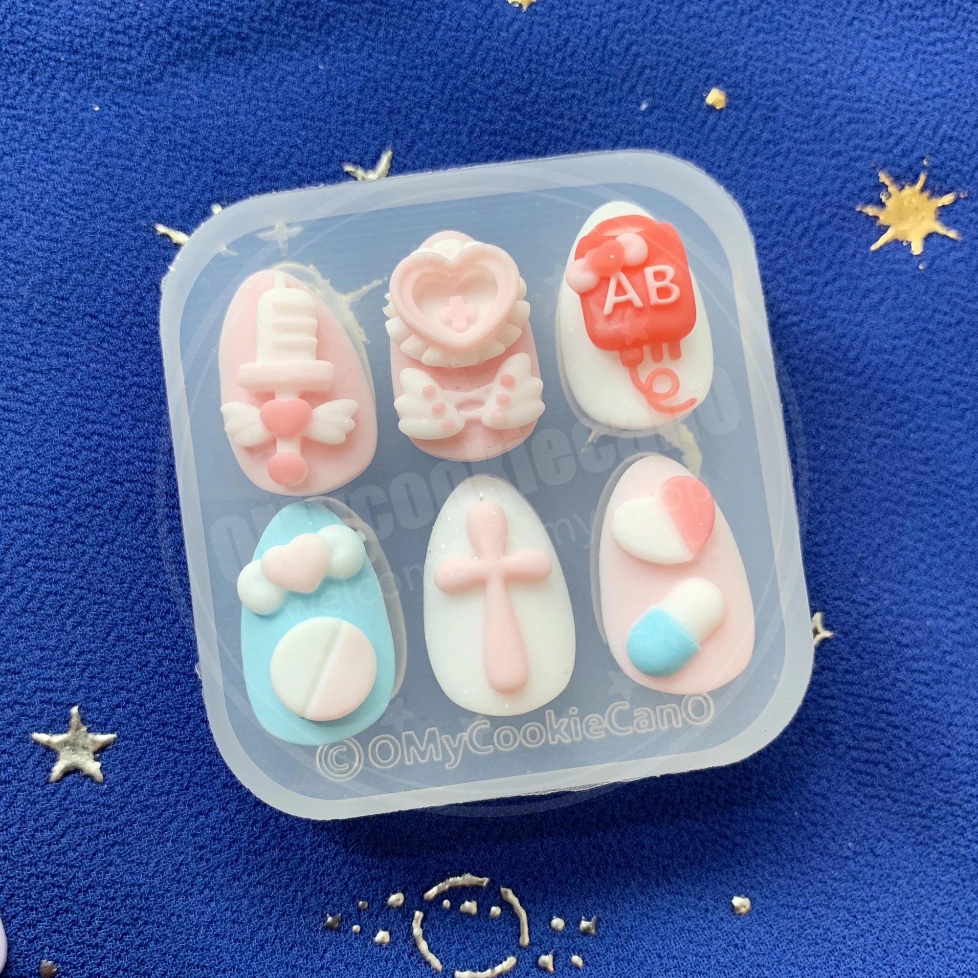 Plaques d'estampage Nail Art avec moule Shake et moules en silicone transparent, ange mignon et effrayant, style sûr