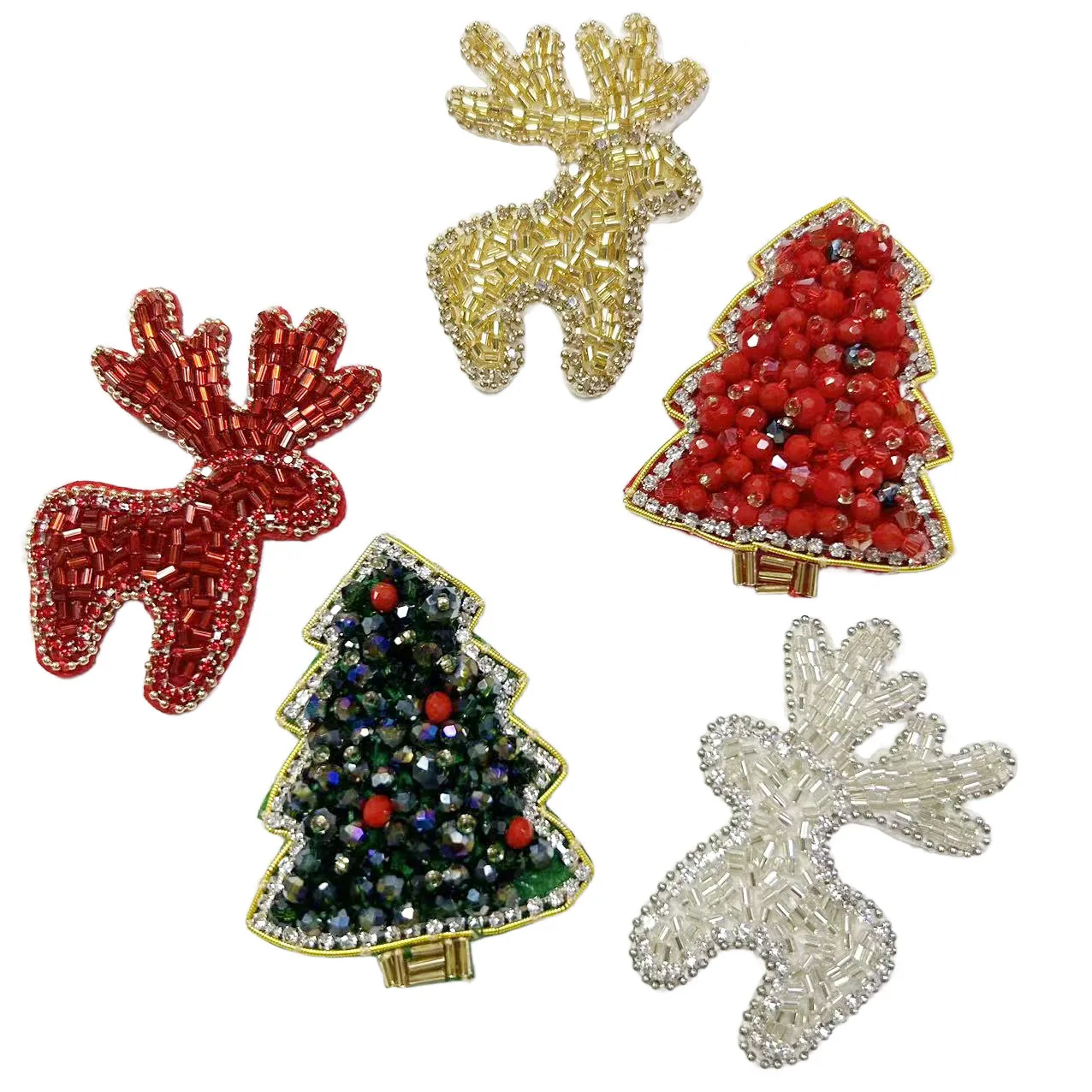 One Piece Rentier Weihnachtsbaum Perlen Stickerei Patch, Weihnachten Eisen auf für Kleidung Taschen DIY süße Accessoires