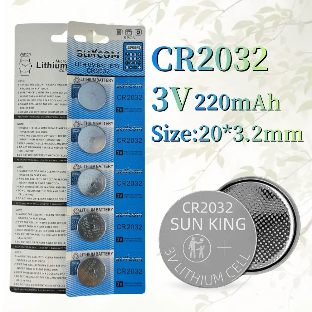 Pile bouton au lithium pour clé de voiture, calculatrice à distance, CR2016, CR2025, CR2032, 3V, 85mAh, 155mAh, 220mAh