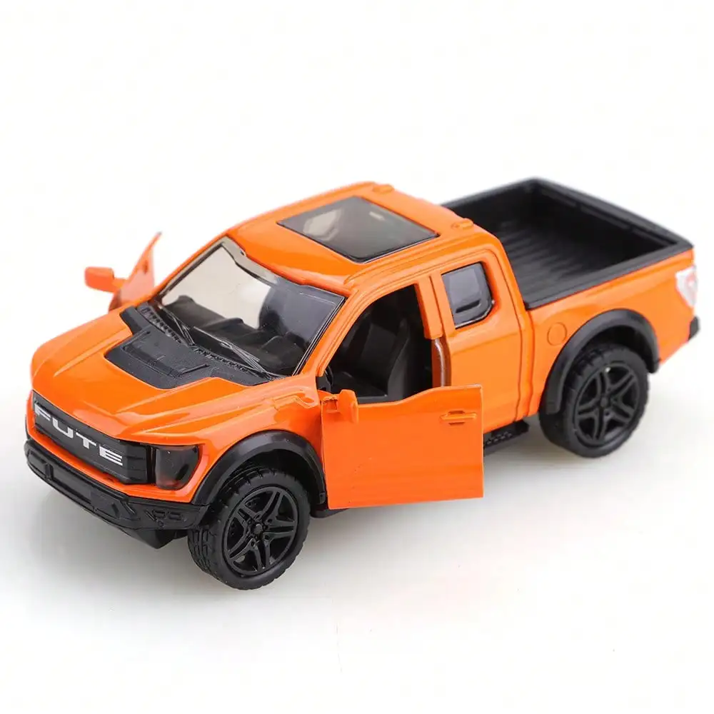 1pc (Bagged) 1/36 Scale Plain (Solid Color) Boy Toy, Partial Zinc Alloy Toy Car, FX-1500 WILD Style Toy Off-Road Pickup Truck, Alloy Die-Cast Toy Car, Realistic Off-Road Pickup, Pull-Back Spring Function, Openable Dual-Side Doors, Children's Toy