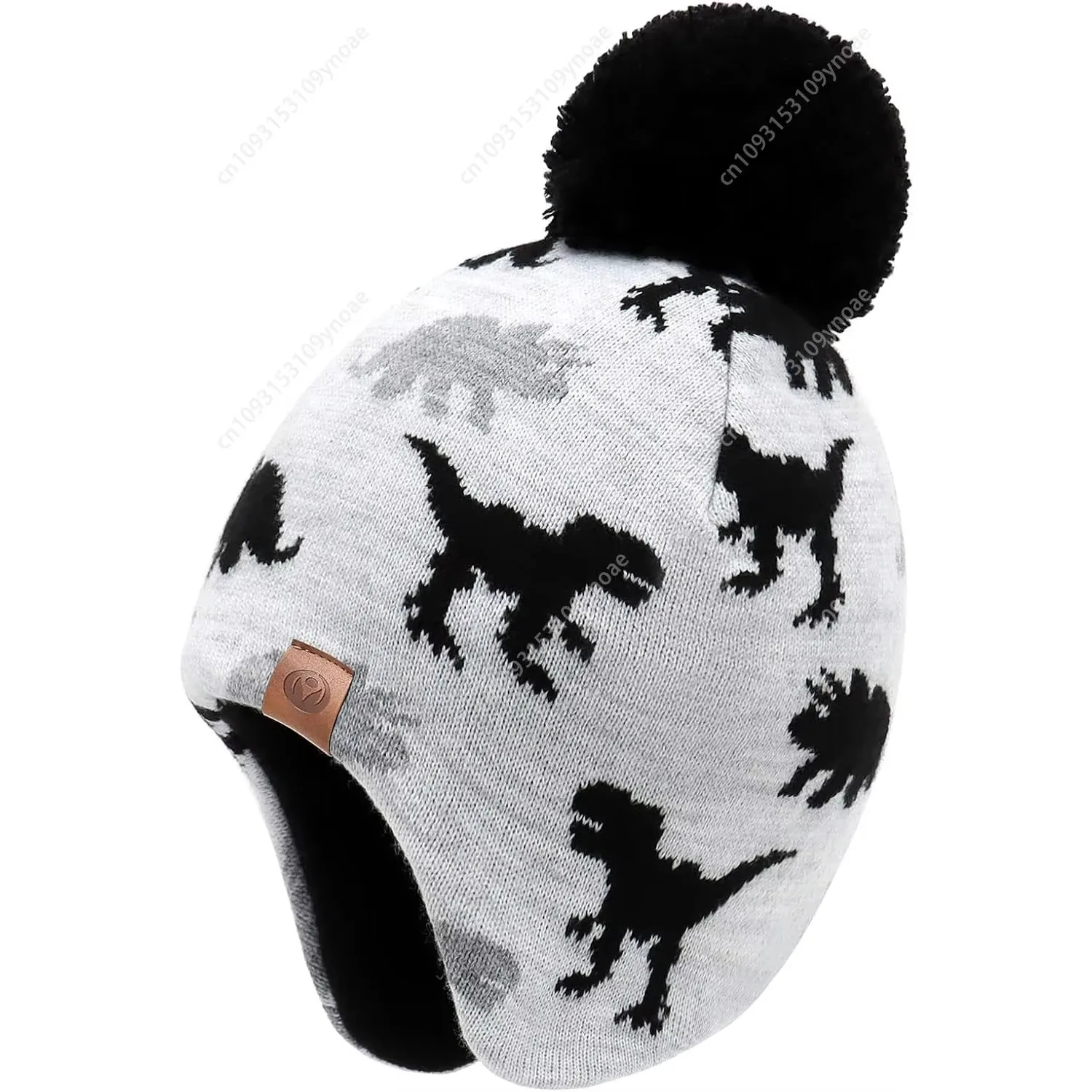 

Dinosaur Beanie Hat Pom Kint Hats Cozy Lining Winter Skull Cap Man Women Outdoor Activies Knitted Caps Fashion Cute