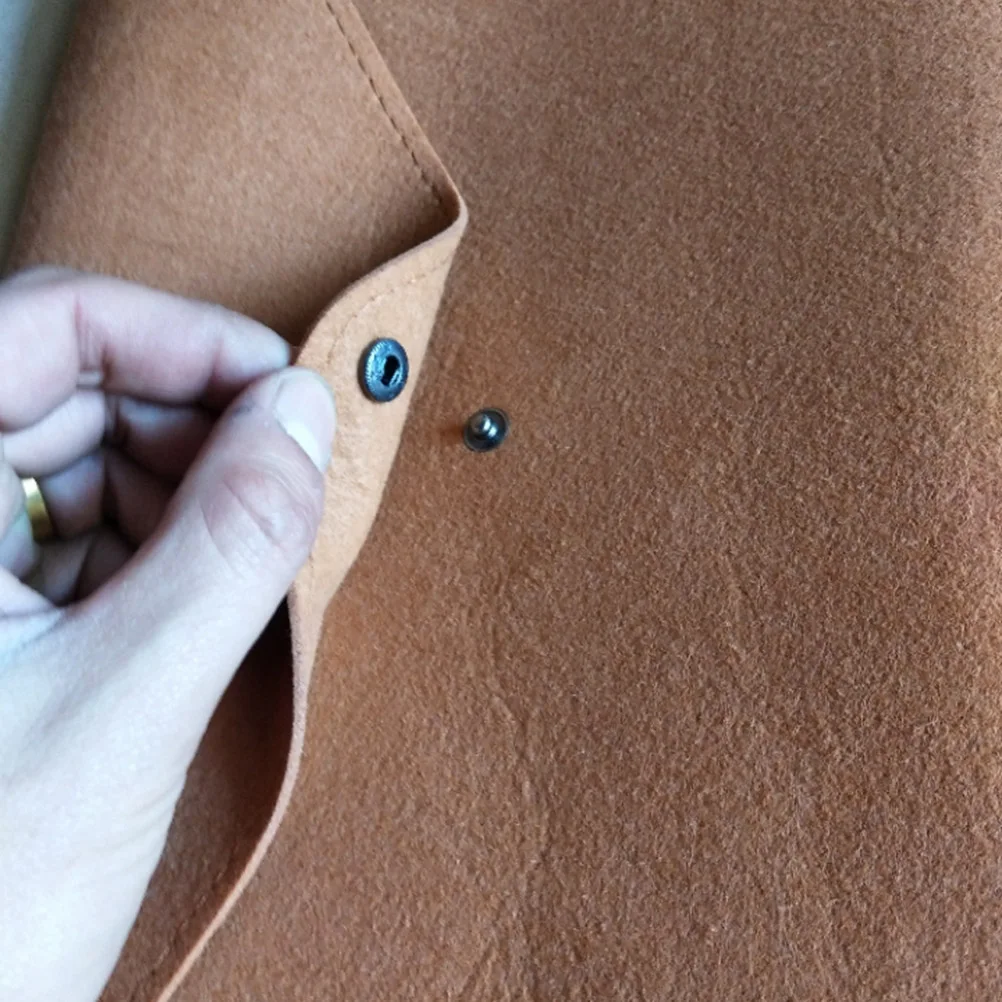 Felt File Folder Brown A4 Size Button Closure Document Organizer Tear-Proof For Office School Home Use Document Bag Holder