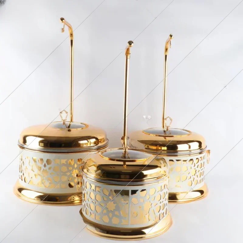 Latest stainless steel food heating chafer chafing dish buffet set hanging food warmer equipment gold chafing dishes