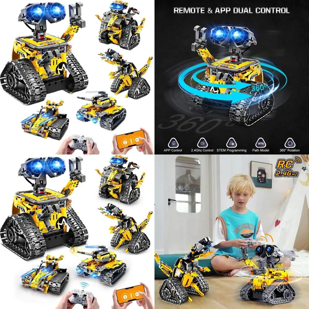 5-in-1 Remote & App-Controlled Robot Building Set for Kids - STEM Toys with 520 Pieces, Suitable for Ages 6-12+