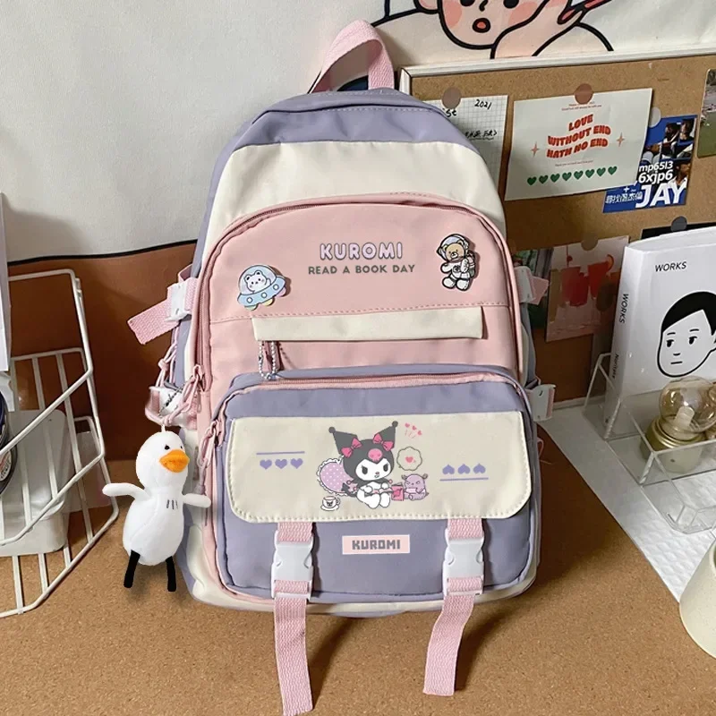 

Sanrio Kuromi schoolbag girl boy large capacity backpack cute cartoon handbag my Melody travel storage bag