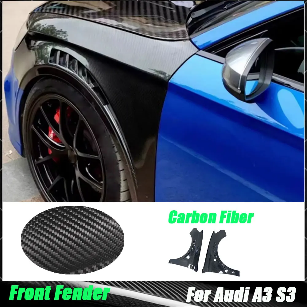

2Pcs Carbon Fiber Front Fender Vent Fin Gill Trim Cover For Audi A3 S3 Car Bodykit Trim Strip 2014 2015 2016 2017 2018 2019 2020