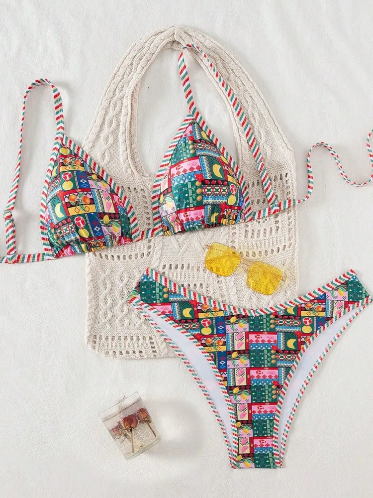 

Plus Size High Waist Bikini Women's Push Up Large Size Swimsuit 2026 Summer Mujer Big Size Tummy Control Swimwear Bikini Sets