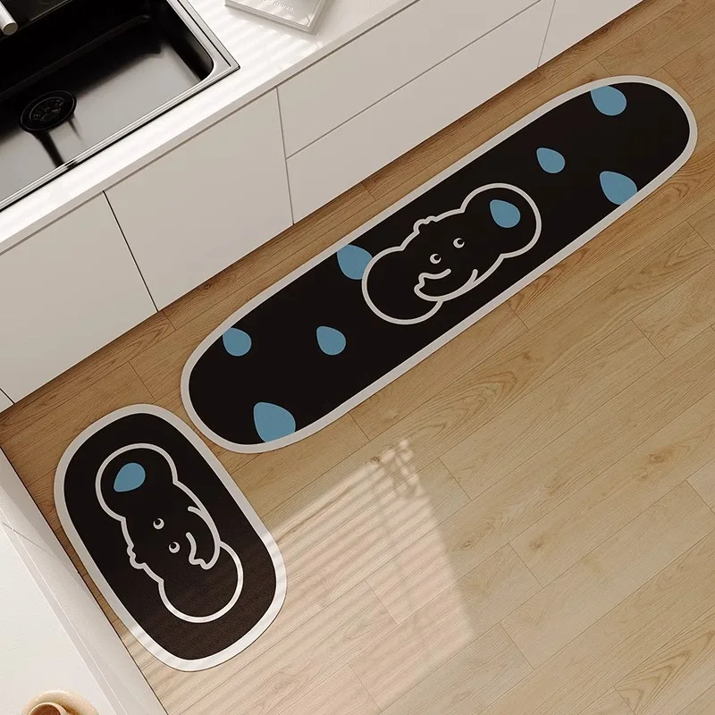 

Carpet for Kitchen Waterproof and Oil-proof Non-slip Floor Mat Cute Elephant Pattern Rug Long Home Decoration Foot Mats 주방 카펫