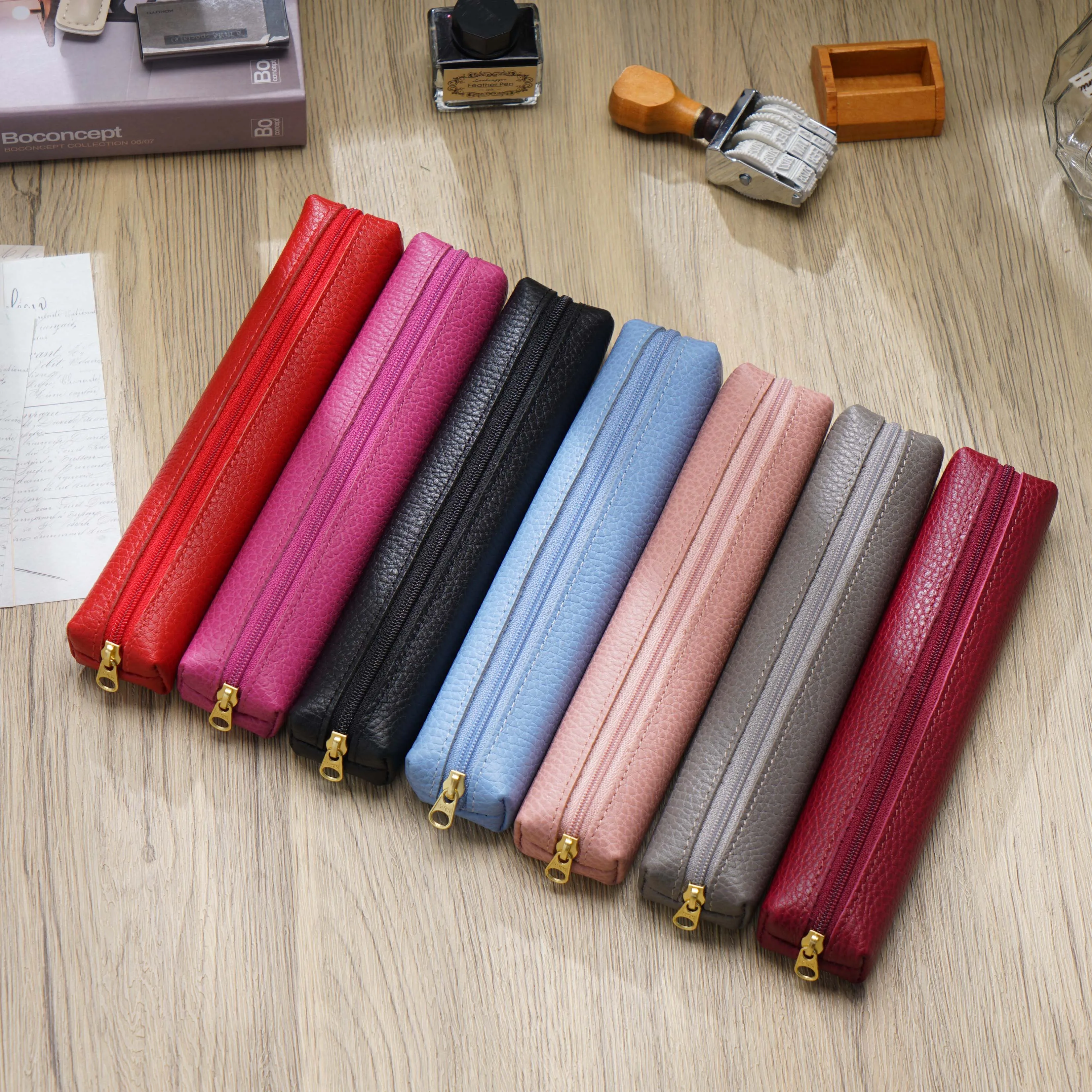 

New Mini Leather Pencil Case for Kids, Cute Candy Color School Supply Organizer, Lightweight Pouch for Students, 20x4x3cm 30g