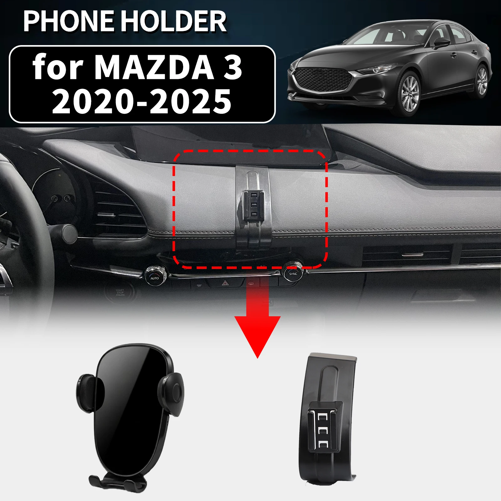 for MAZDA 3 BP 2020 2021 2022 2023 2024 2025  Vehicle-Specific Phone Holder Mount Car GPS Stand Easy Fix Auto Accessories