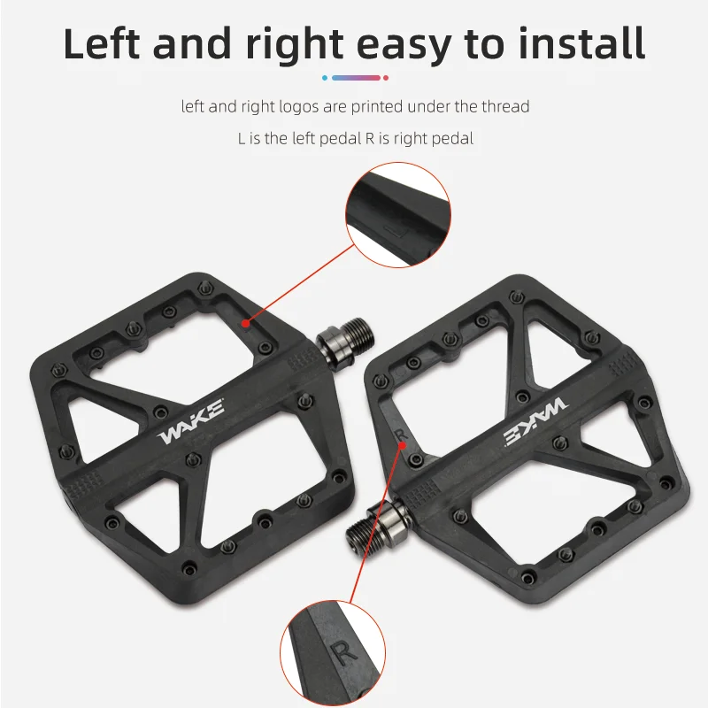 Wake MTB Mountain Bike Pedal DU+ Bearing Seal Ultralight Footboard Wide Area Nylon Fiber Anti Slip for Road Bicycle Accessories