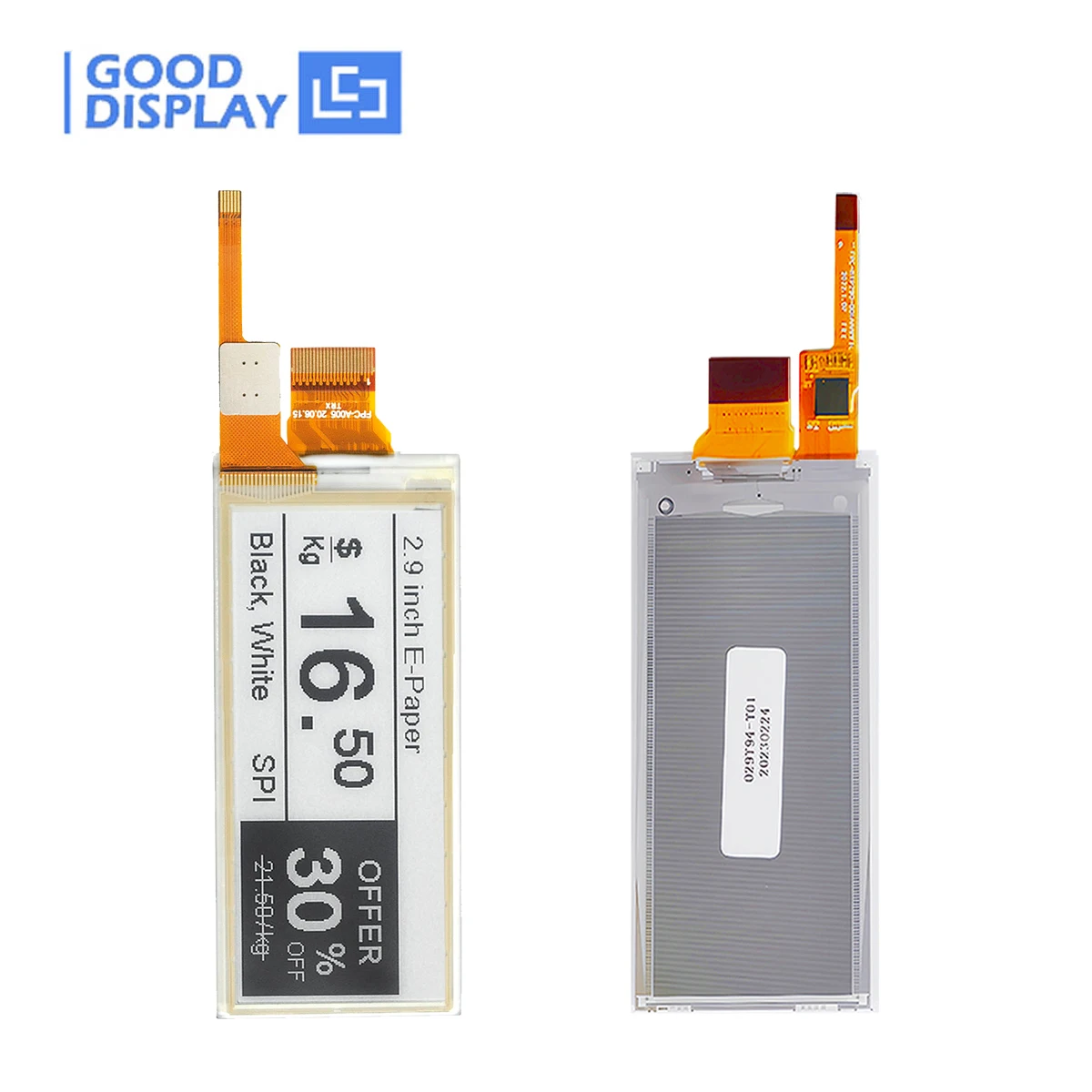 GooDisplay Pantalla de papel electrónico de 2,9 pulgadas con pantalla táctil Interfaz SPI de actualización parcial de 296x128, GDEY029T94-T01, sombrero de pantalla de tinta electrónica