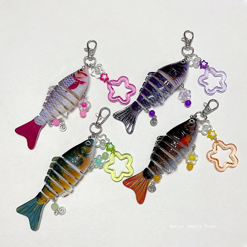 Llavero con señuelo para peces con dije, llavero con cebo para peces, llavero de pesca, dije para bolsa de peces, peces pequeños