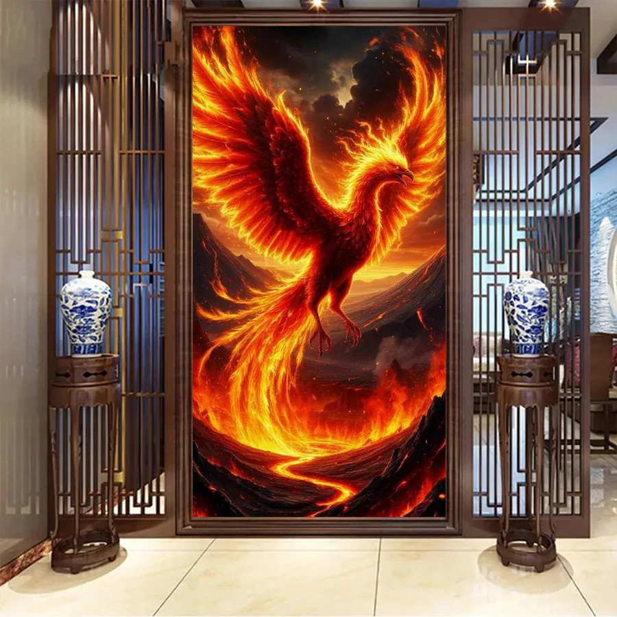

Fullcang пламя Феникс большой размер Diy наборы для алмазной живописи божественные птицы полная квадратная круглая дрель мозаика вышивка картина