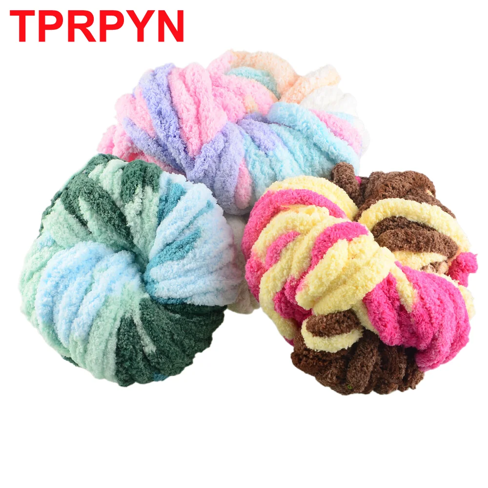 250 g handgewebtes Chenille-Graugarn für grobes Strickgarn. Weiches und farbenfrohes, einlagiges Garn mit Samtlinie für Haustiernester – Detail 7