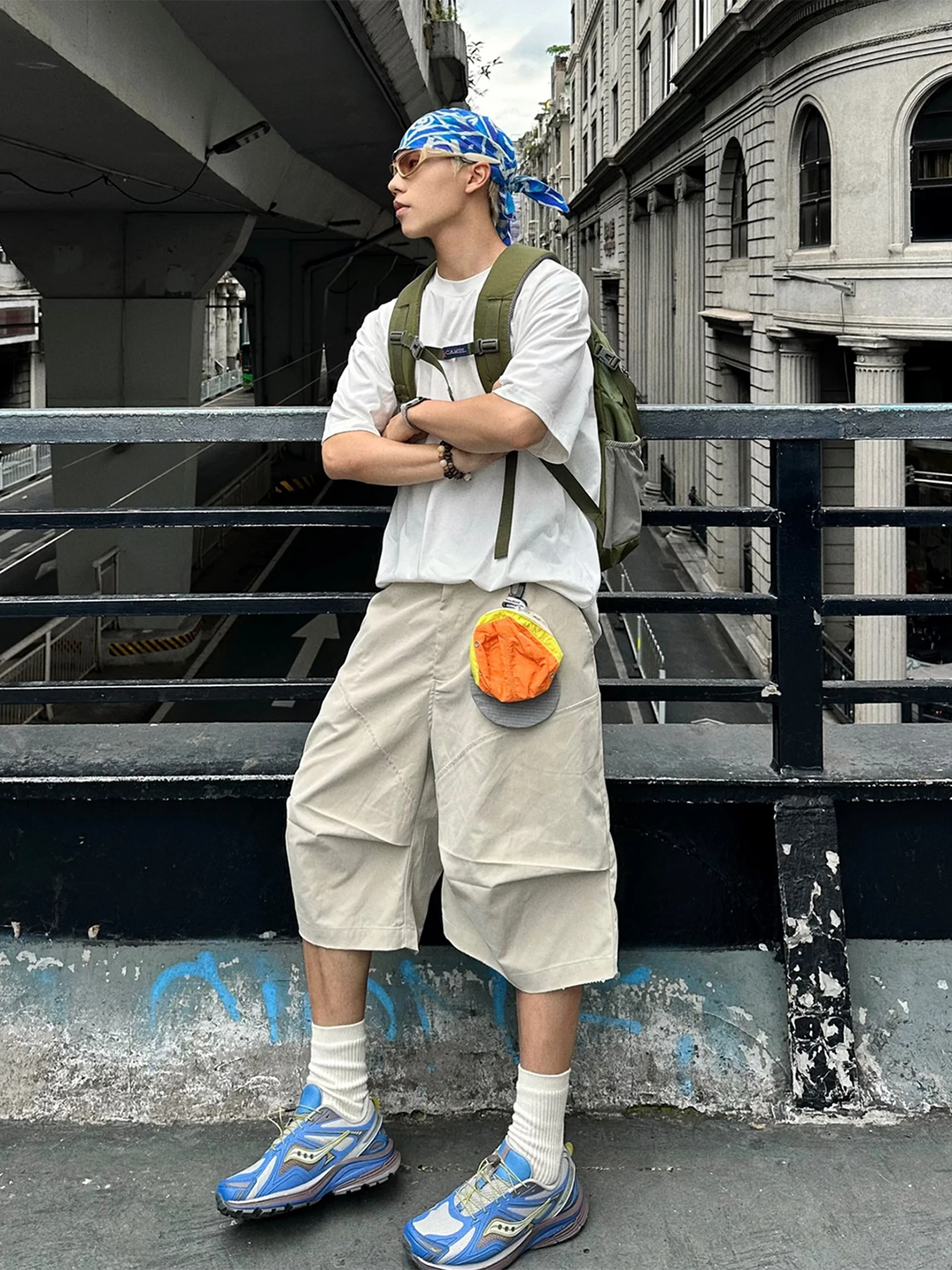 

Khaki ort Pants Men's Summer Japanese Sle Workwear orts Straight Leg Vibe American High Street Seven-Foot Pants