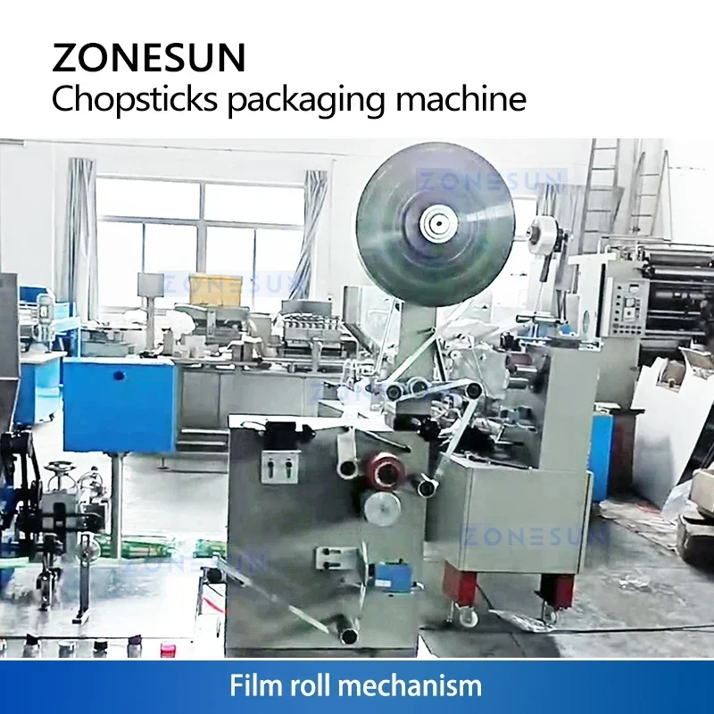 Zonesun Macchina imballatrice per bacchette Macchina avvolgitrice per flusso di bacchette Confezionatrice per posate con flusso orizzontale ZS-KZ35
