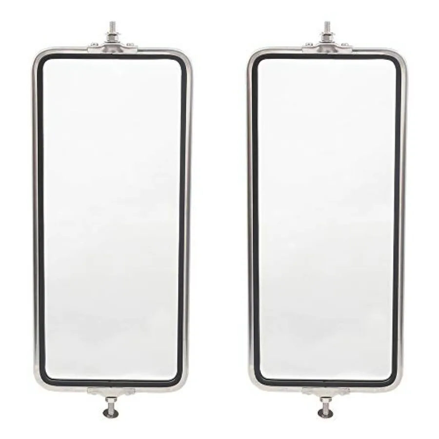

Replacement Driver and Passenger Universal West Coast Truck Stainless Steel Side Mirrors 7 x 16 Black Durable Automotive Exteri