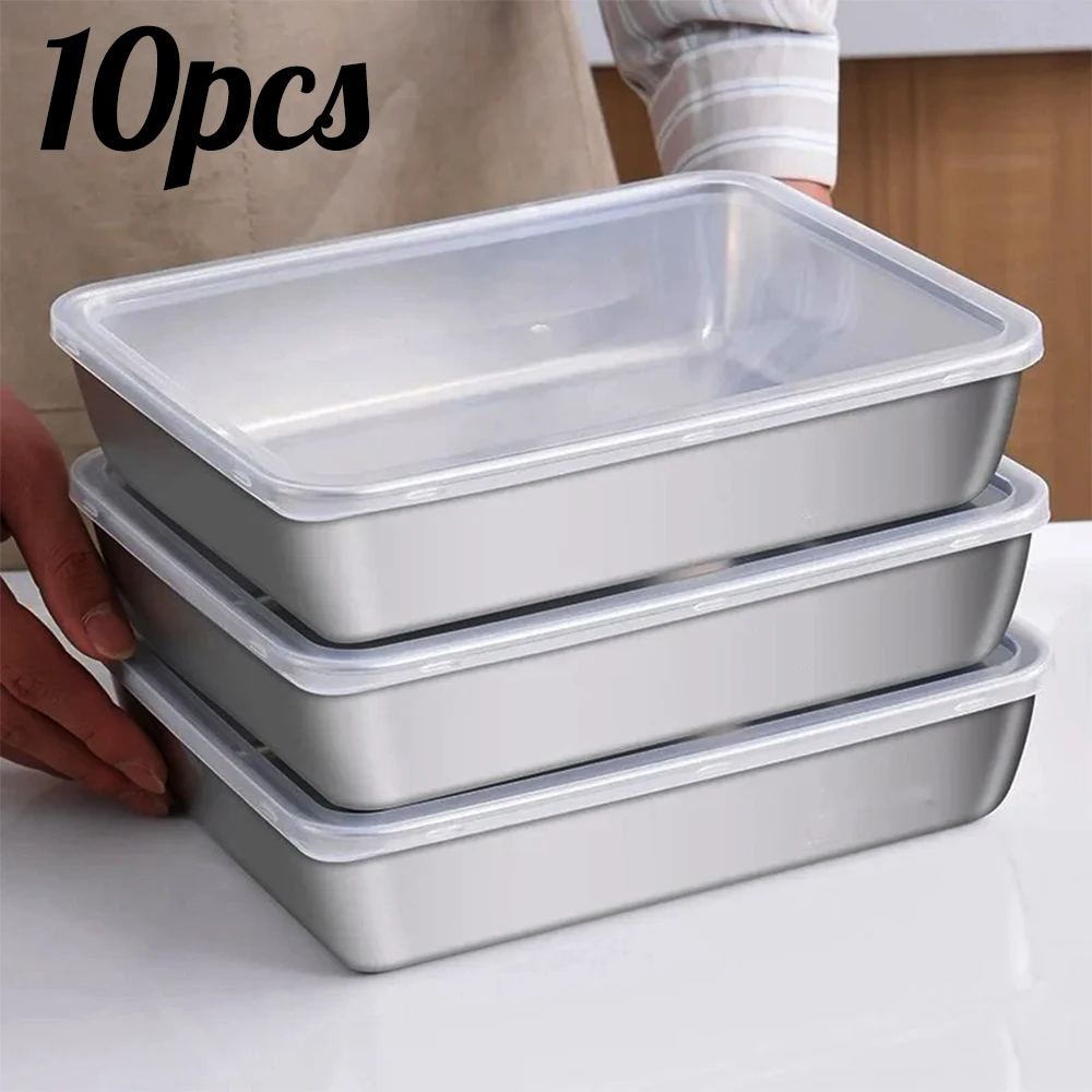 Edelstahl-Lunchbox mit großer Kapazität und Kunststoffdeckel, Lebensmittelbox aus Metall, Küche, Frischhalte-Lunchbox, Aufbewahrungsbehälter