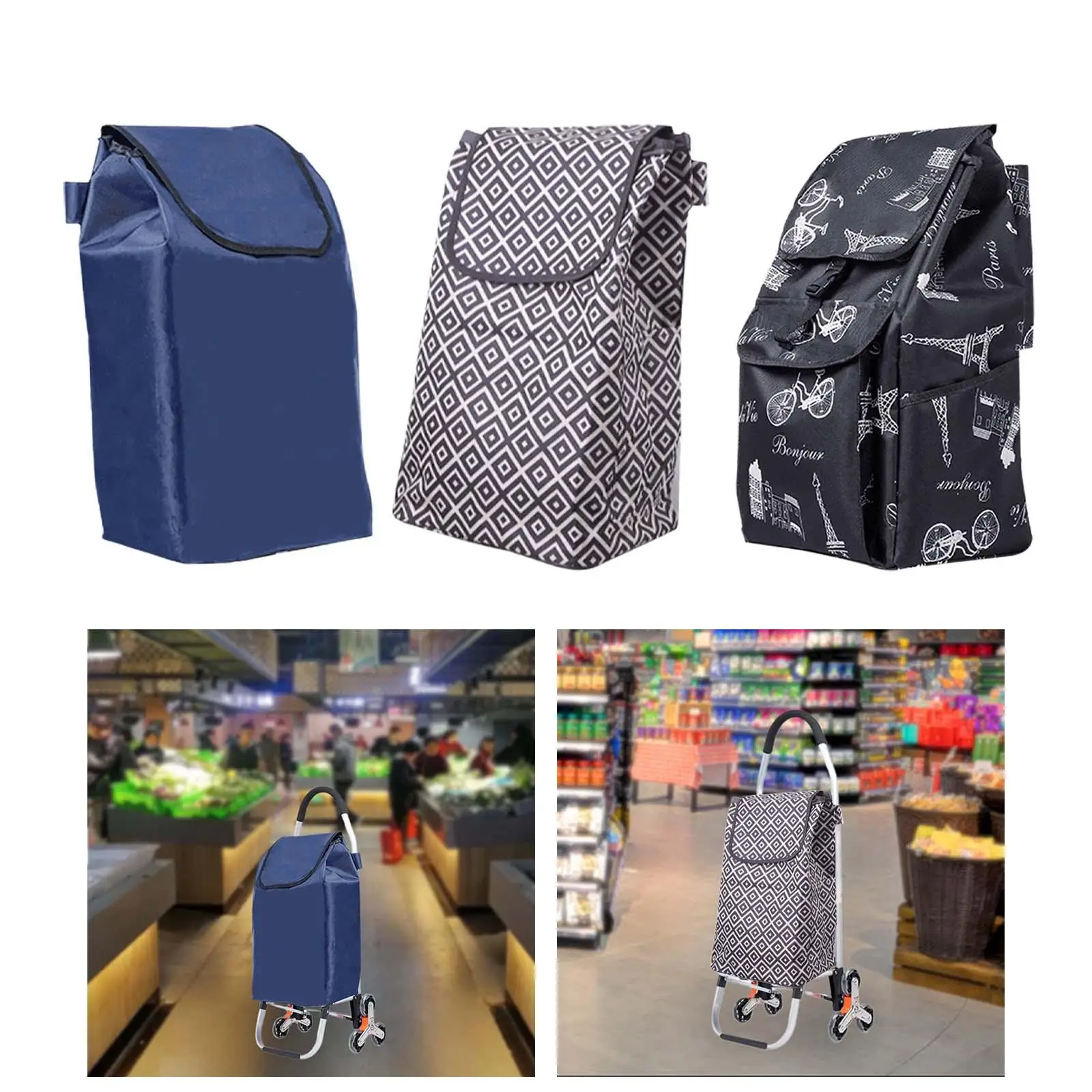 

Shopping Cart Replacement Bag Durable Waterproof Large Capacity Foldable for Indoor Grocery Shopping Carts Shopping Carts