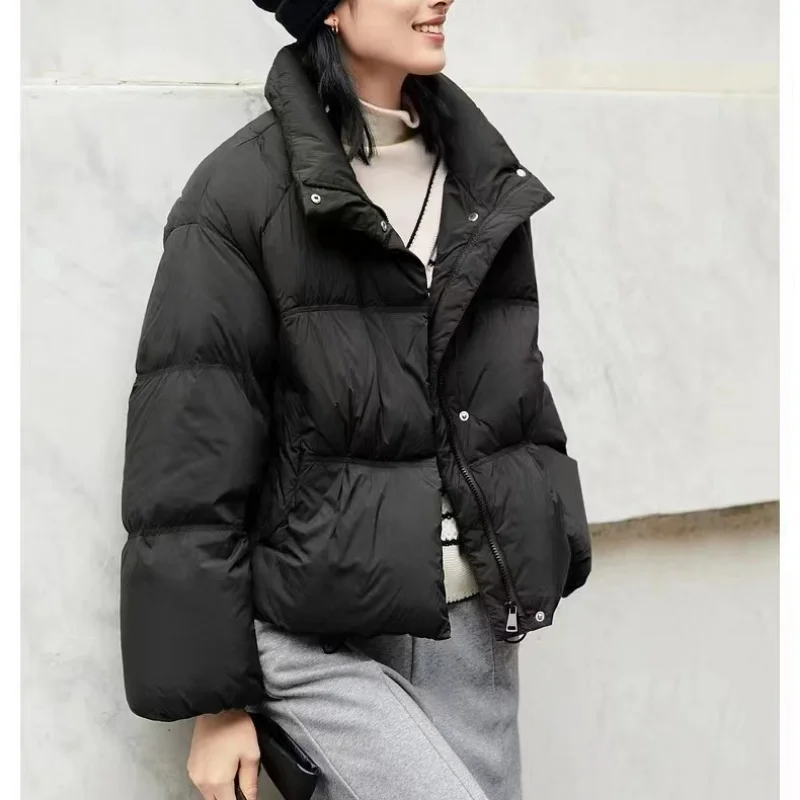 White Duck Down Jacket for Women, New Outerwear, Lightweight Coats, Short, Thick, Warm, Outerwear, Spring, Autumn, Winter, 2024