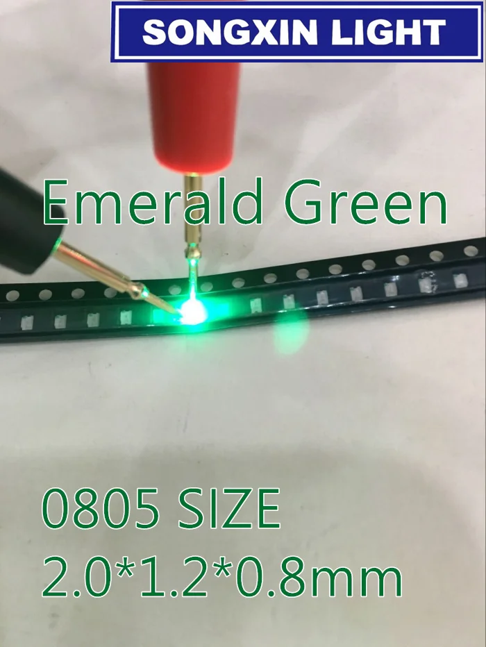 100pcs XIASONGXIN LIGHT  Green 0805 SMD LED diodes light Pure Green Emerald 520-530nm 3.0-3.4v