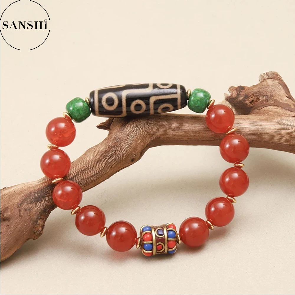 Natural Stone Dzi Agate Bracelet Women Men Healing Beaded Stretch Bracelet Yoga Balance Lucky Jewelry