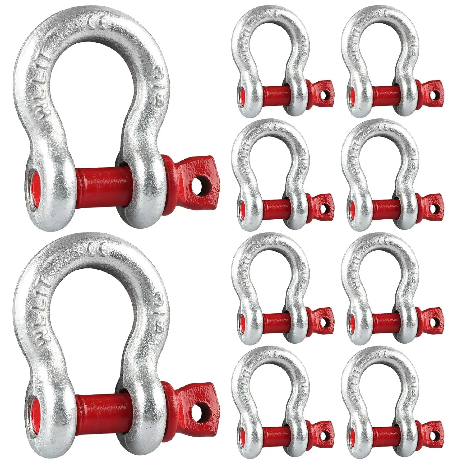 

10 Pack 3/8'' D Ring Anchor Shackles for Towing, Galvanized Screw Pin Clevis Shackle 1 Ton Capacity for Jeep ATV Truck Trailer