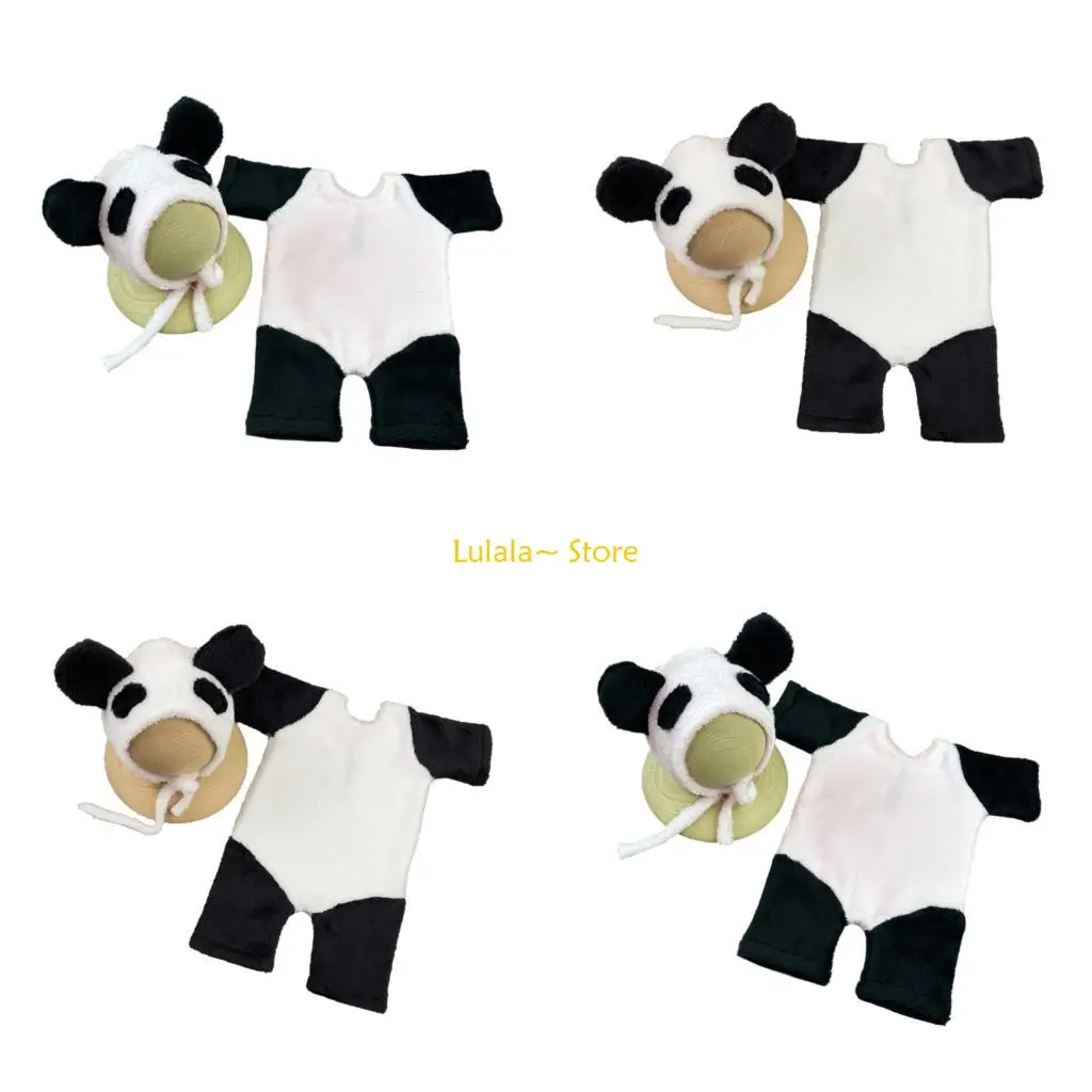 Y4QA Adorable Animal Photography Outfit For Newborns Soft Polyester Fabric Easy To Wear Baby Photoshoots Romper Hat