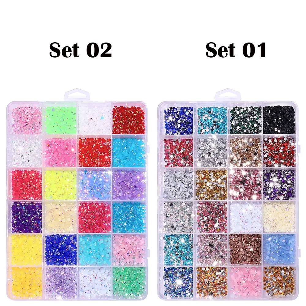 3500pcs/box Decoration Half Round Flatback Mix Multisize 3D Jelly Colorful Nail Art Rhinestone