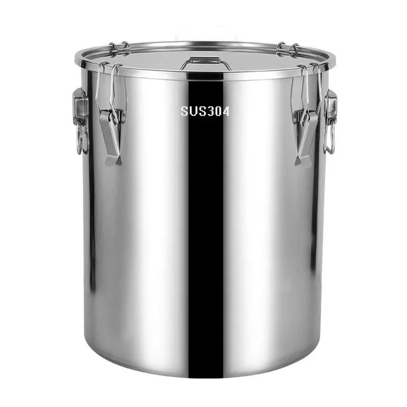 Food Grade 304 Stainless Steel Sealed Bucket, Household Rice Bucket, Moisture-proof Storage Bucket, Kitchen Sealed