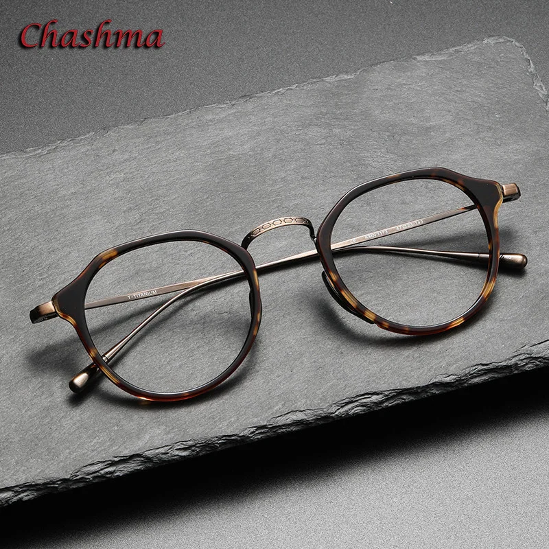 

Chashma Men Glasses Acetate Titanium Round Light Optical Eyewear Designer Optic Degrees Prescription Lenses Frame