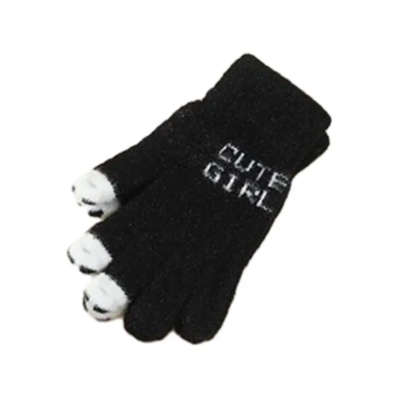 

652F Вязаные перчатки для взрослых, варежки с пальцами, сенсорные перчатки с жаккардовой буквой