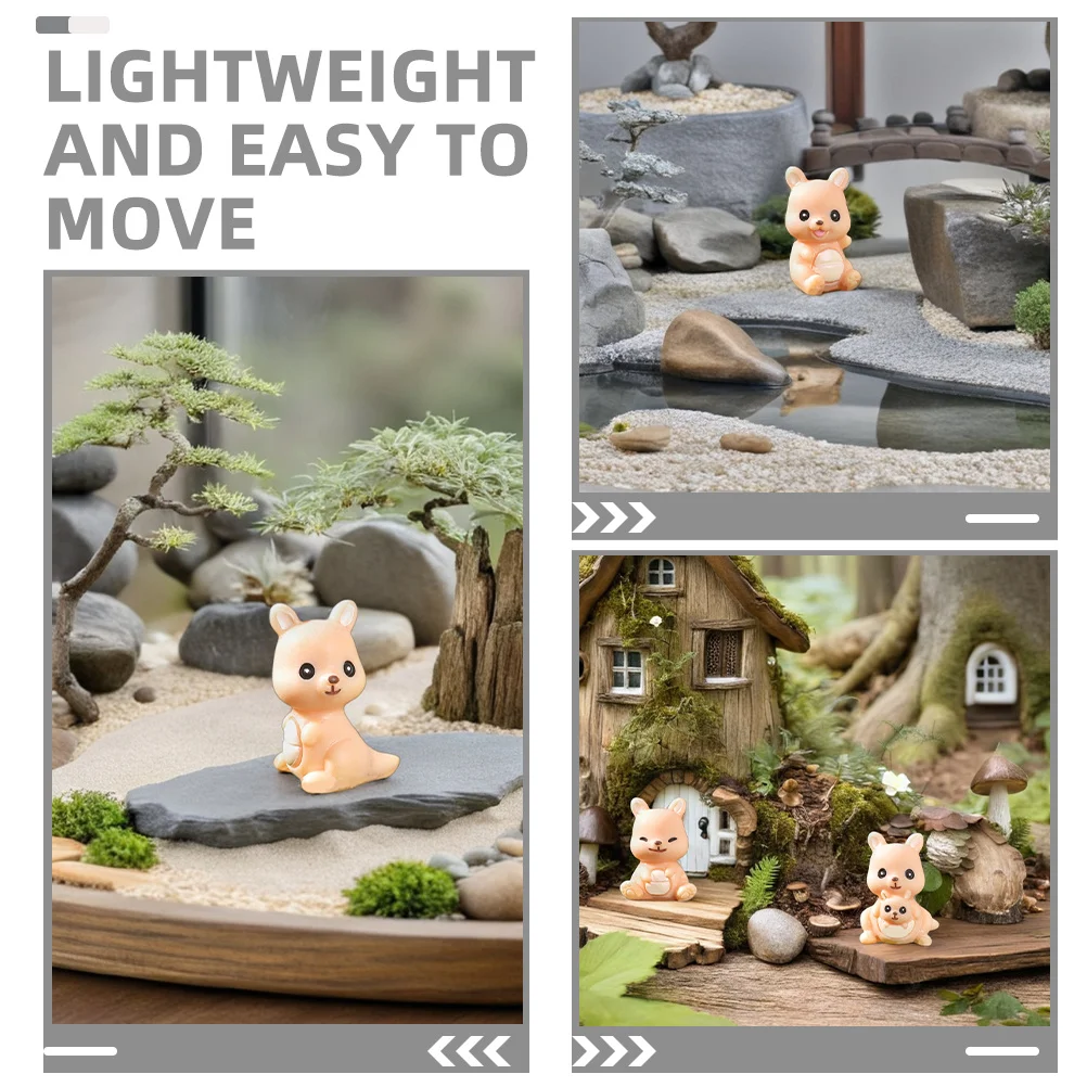 8 Stück Miniatur-Gartenornamente aus Känguru-Harz, kleine Tierfiguren für DIY-Terrarium-Dekoration, Zuhause, Outdoor, Kunstharz, Feengarten